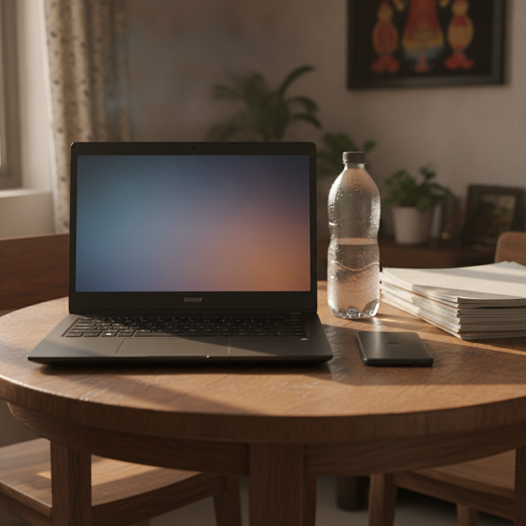 Acer Aspire 3 entry-level 15.6-inch laptop with Ryzen 3 processor on a table in an Indian apartment