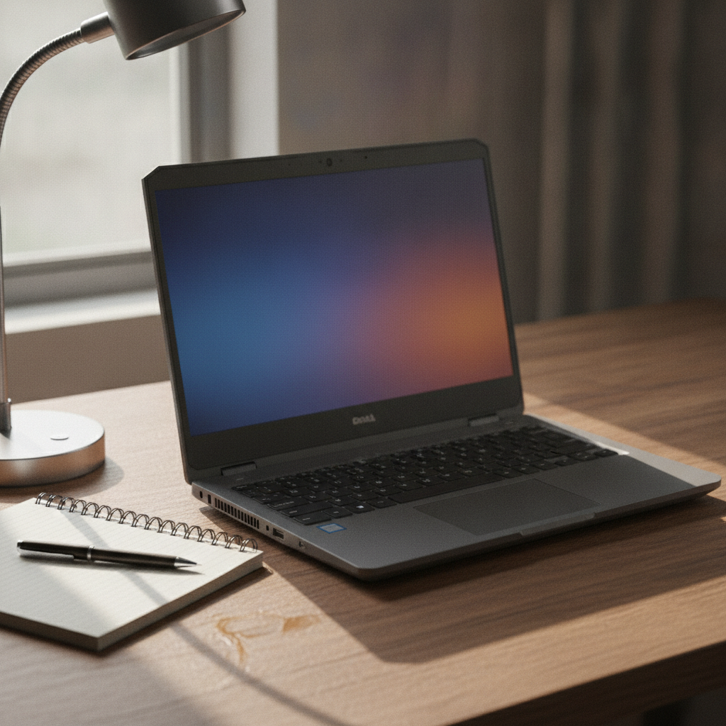 Dell Inspiron 15 3530 budget laptop with a 15.6-inch screen open on a desk in an Indian home, Core i3 13th Gen model under 40000