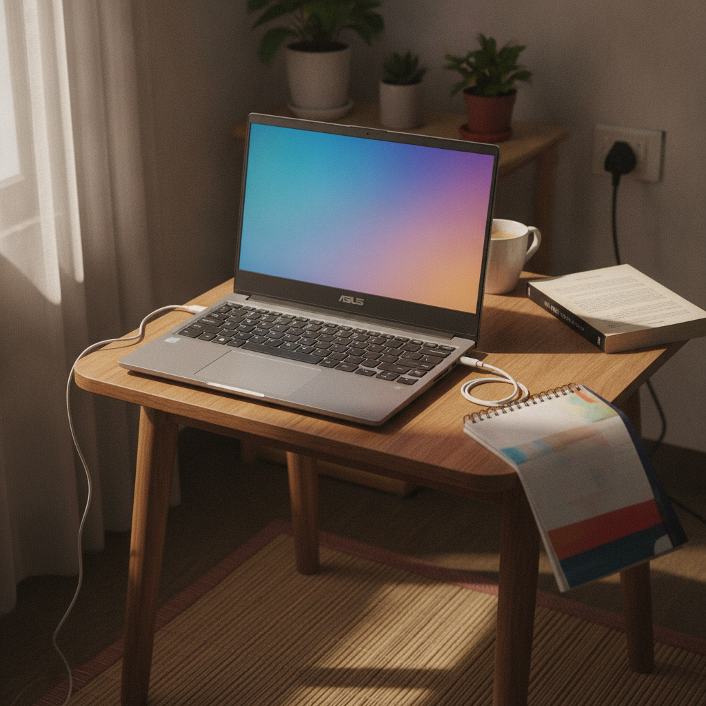 ASUS Vivobook Go 15 E1504FA laptop with many browser tabs open, 16GB RAM budget laptop under 50000 for multitasking in India