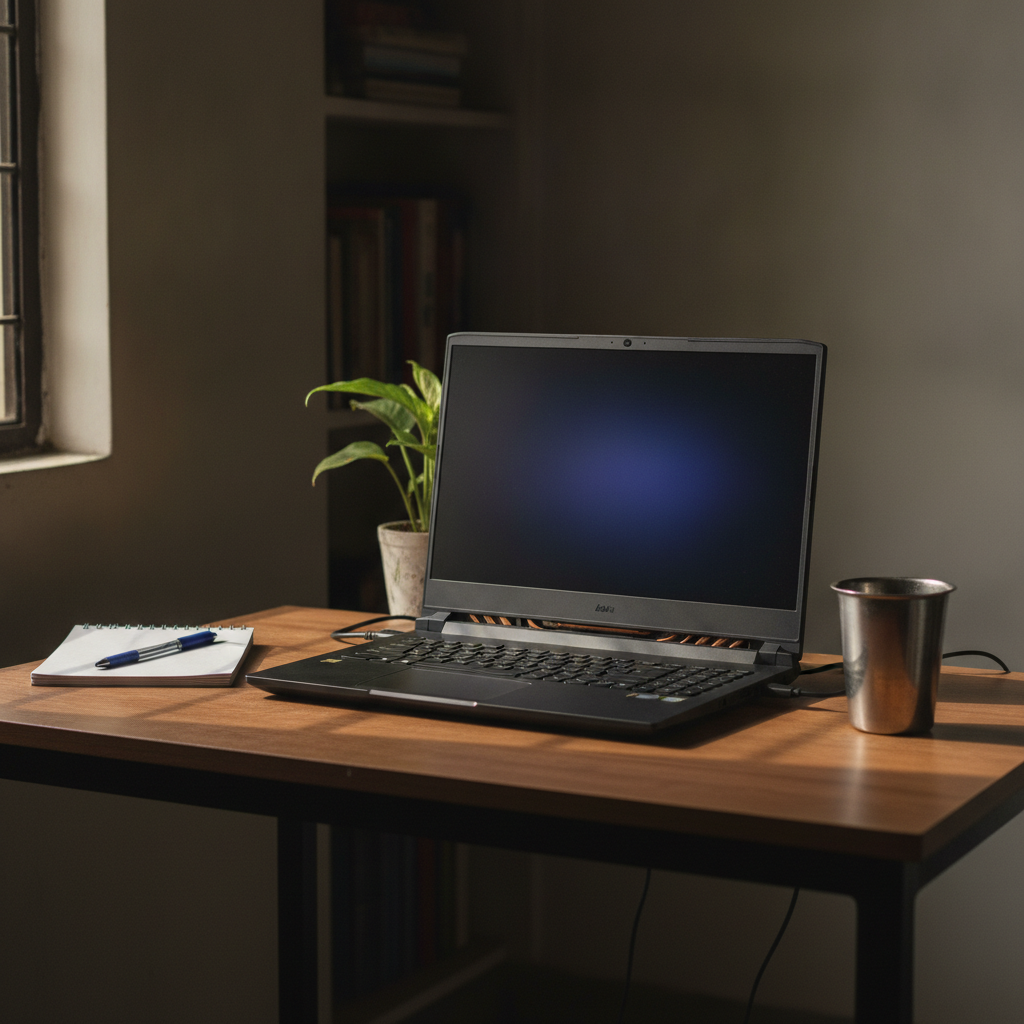 Acer Aspire 7 gaming laptop with RTX 2050 graphics open on a study table in a middle-class Indian home, budget gaming laptop under fifty thousand rupees in India 2026