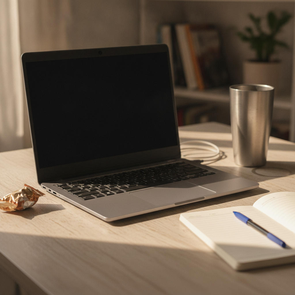 Thomson Neo Series IN-P14N budget Windows laptop open on a desk, entry-level laptop under 20000 rupees India
