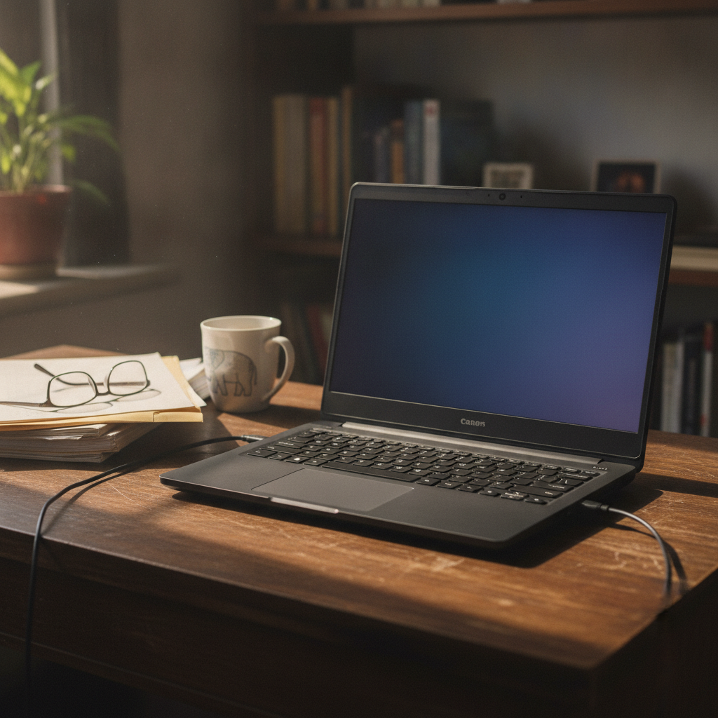 HP 245 G10 14-inch Windows laptop with AMD Ryzen 3 processor open on a home office desk in India, budget business laptop around 35000 rupees