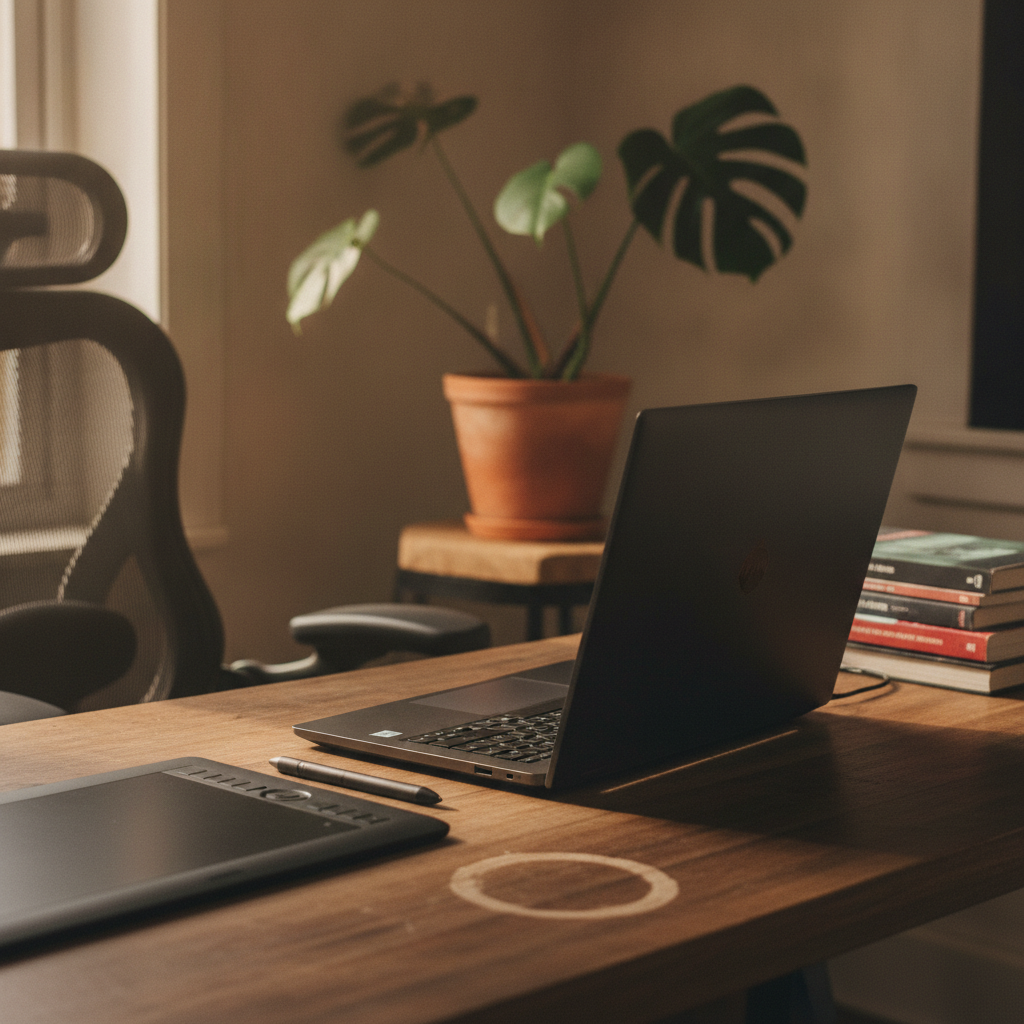 Asus Vivobook 16X laptop with RTX 2050 graphics being used for photo editing in Photoshop, laptop with dedicated GPU under 60000